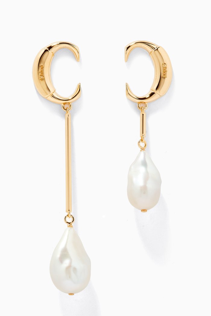 

Darcey Baroque Pearl Earrings in Brass & Freshwater Pearl, White