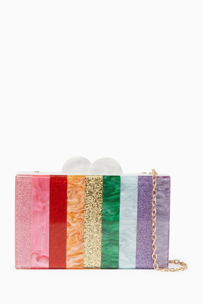 

Glitter Striped Acrylic Bag, Silver