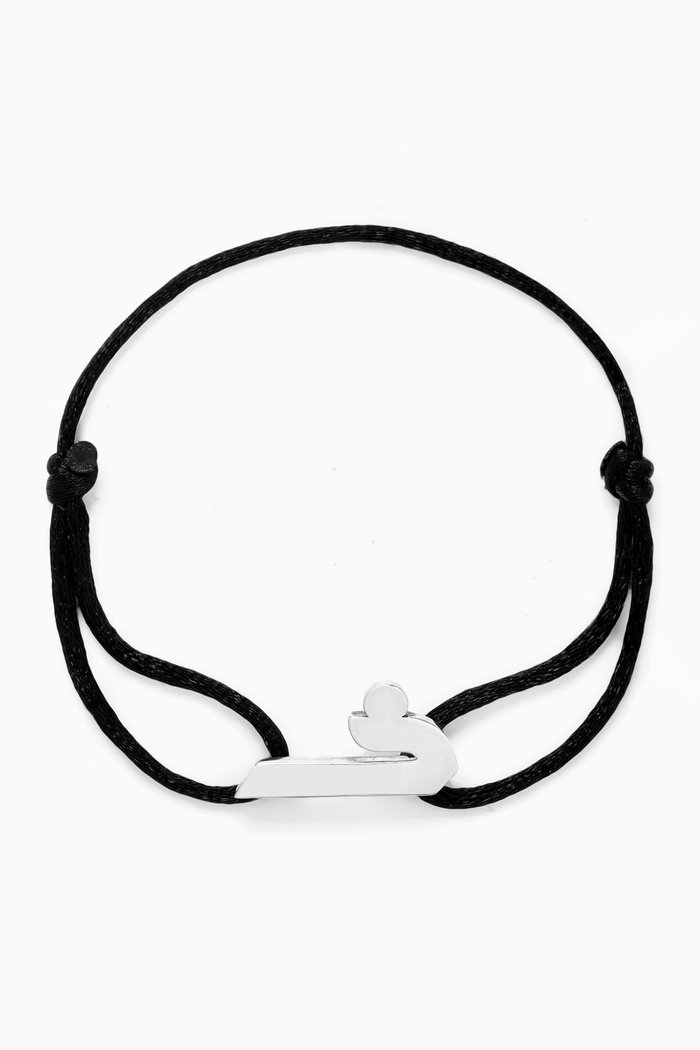 

Arabic Kha Letter Silver & Fabric Bracelet