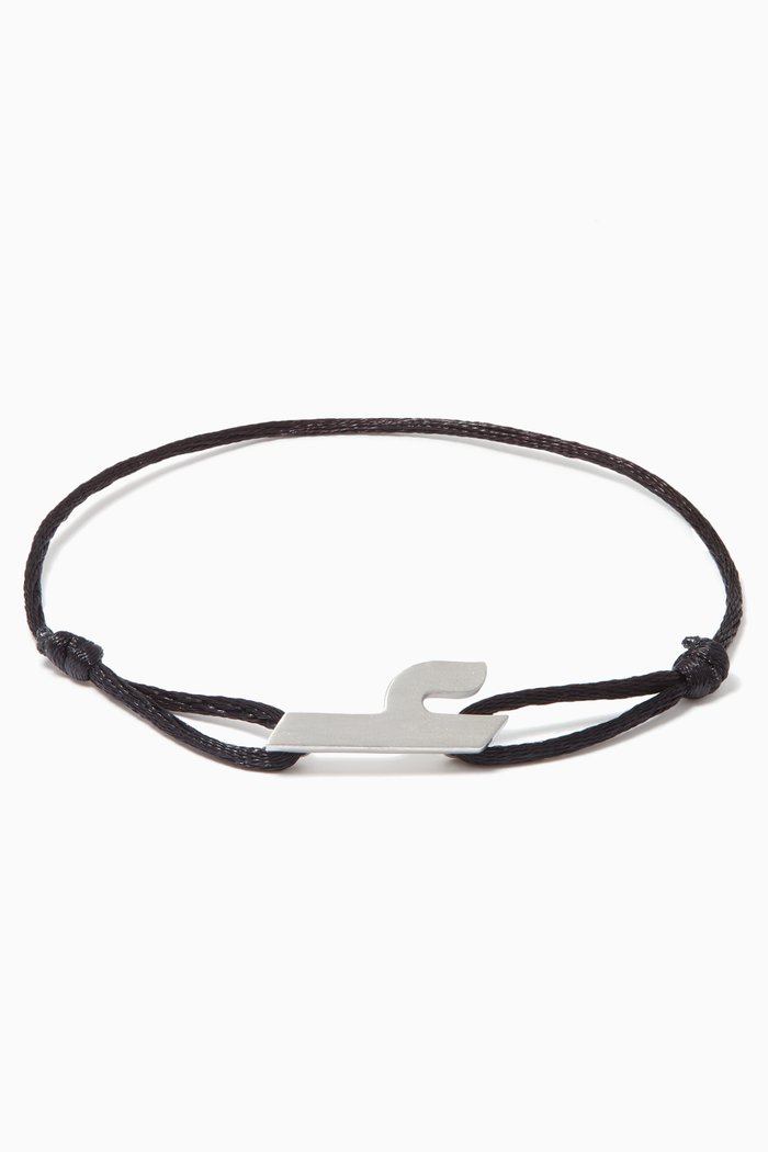 

Arabic Ein Letter Silver & Fabric Bracelet