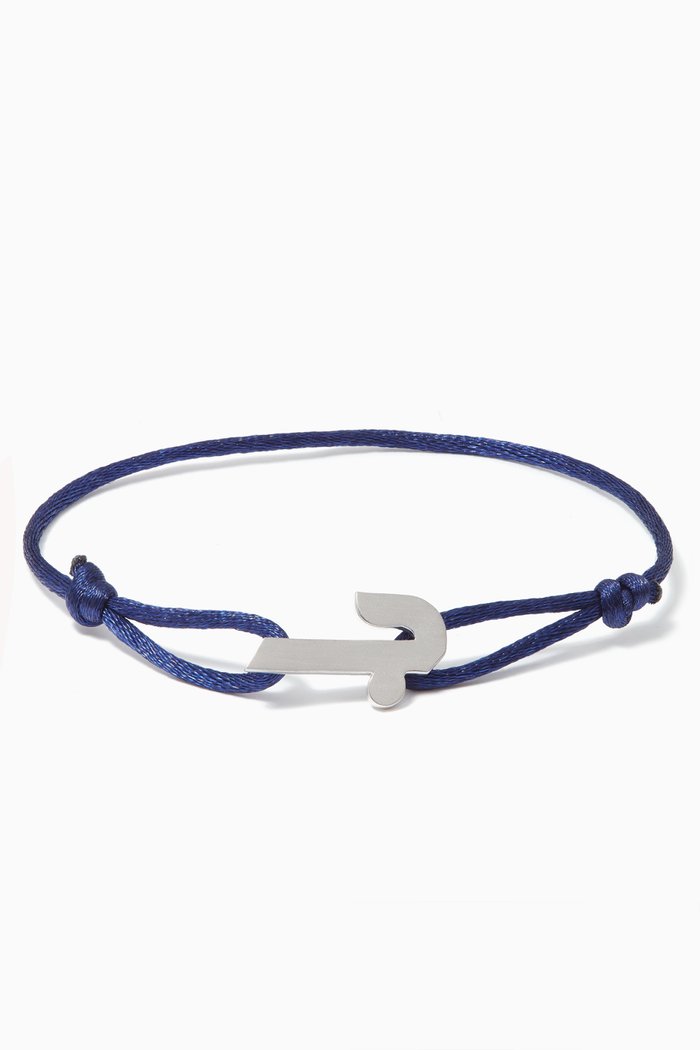 

Arabic J Letter Silver & Fabric Bracelet, Gold
