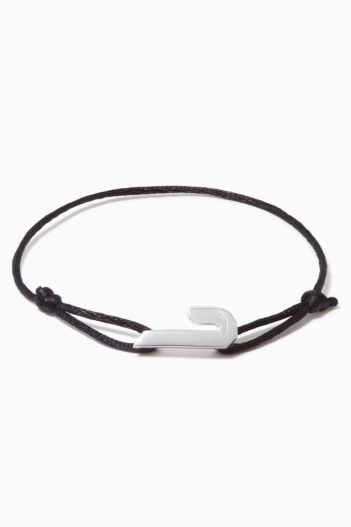 

Arabic Haa Letter Silver & Fabric Bracelet, Black