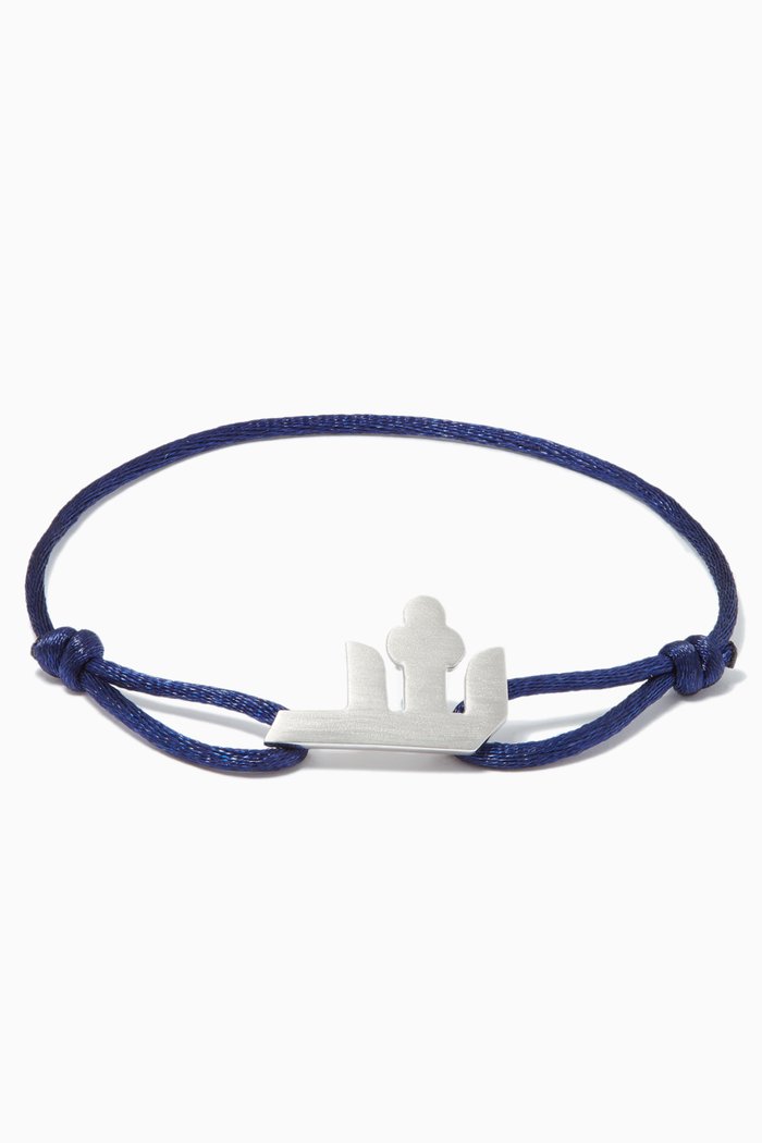 

Arabic Sh Letter Silver & Fabric Bracelet, Gold