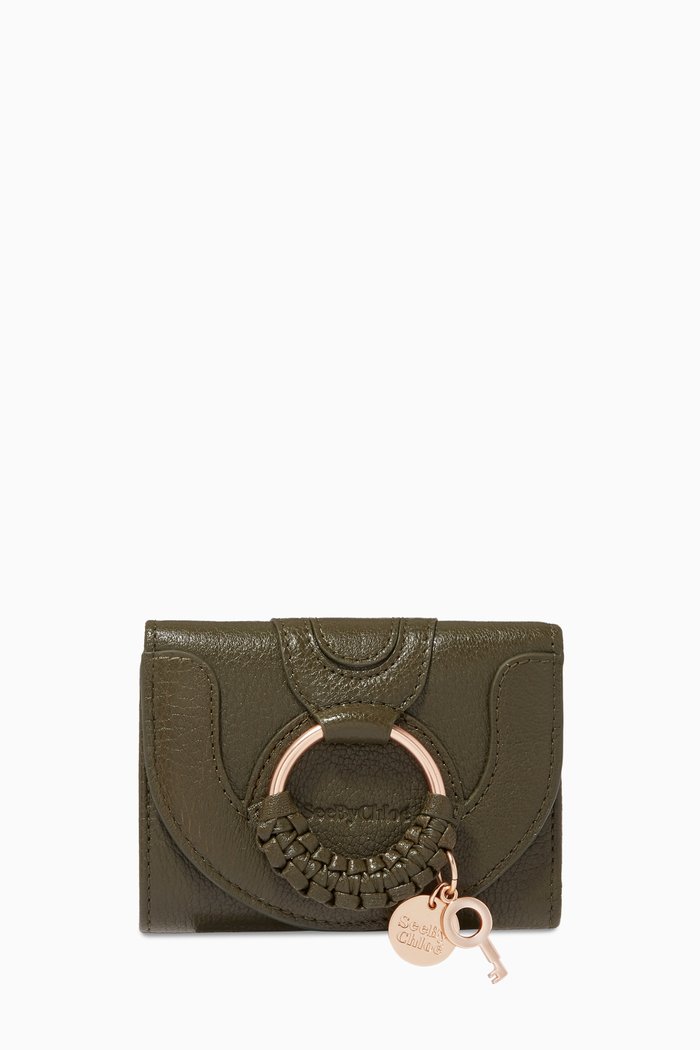 

Hana Trifold Wallet in Grained Goatskin, Green