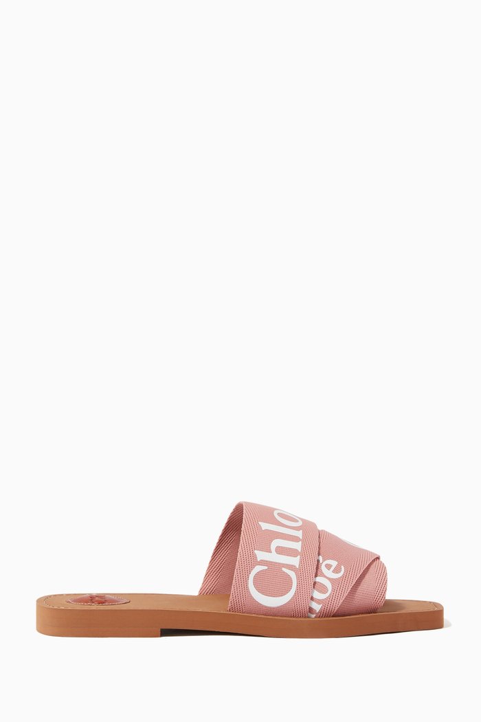 

Woody Canvas Slide Sandals, Pink