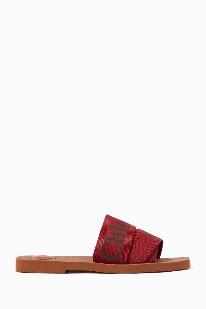 

Woody Flat Mules in Canvas, Red