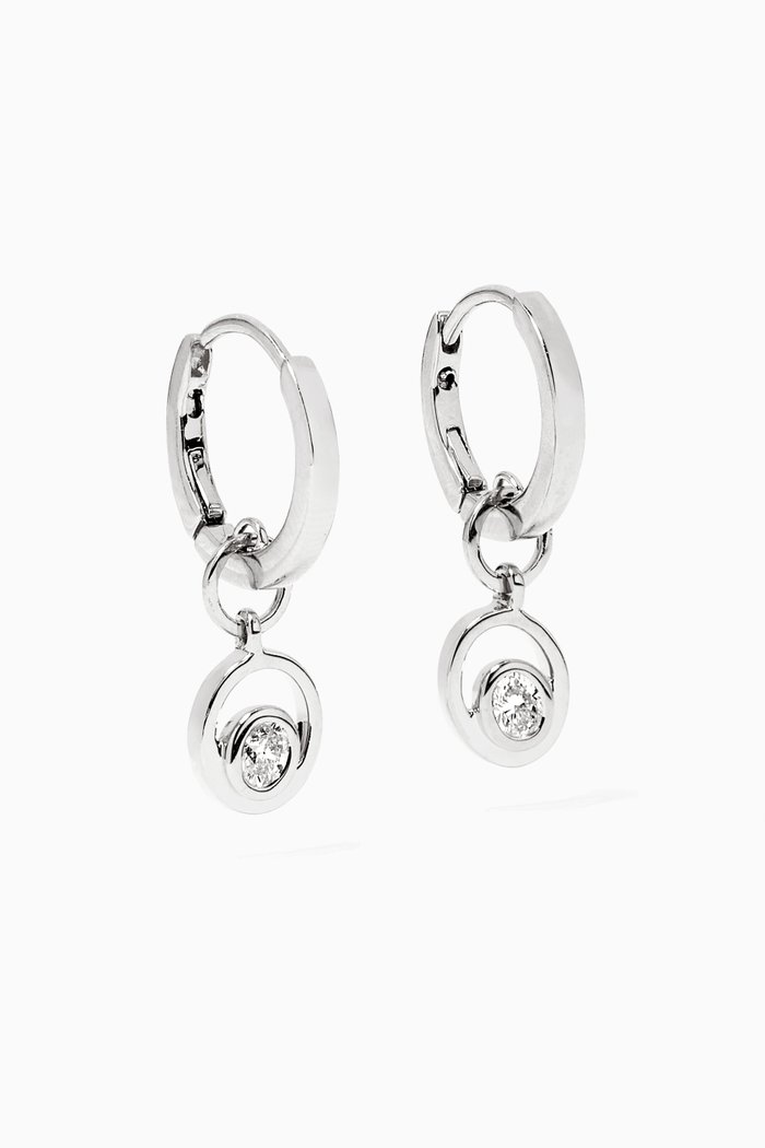 

Rock Huggie Charm 1 White Gold Earrings, Silver