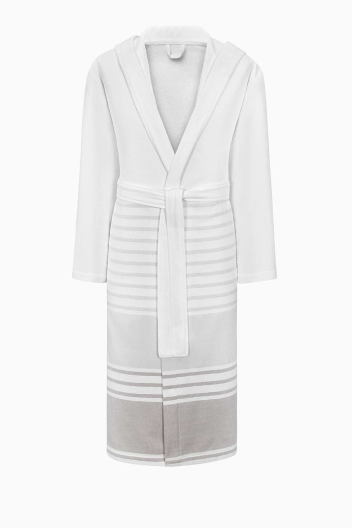 Hammam Striped Bathrobe, Grey