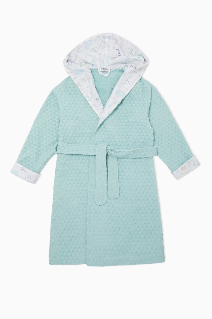 

Riley Owl-Print Bathrobe, Green