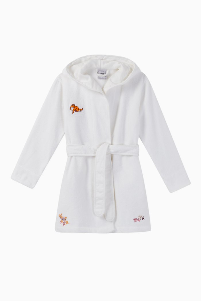 

Contrast-Trimmed Foster Hooded Bathrobe, White