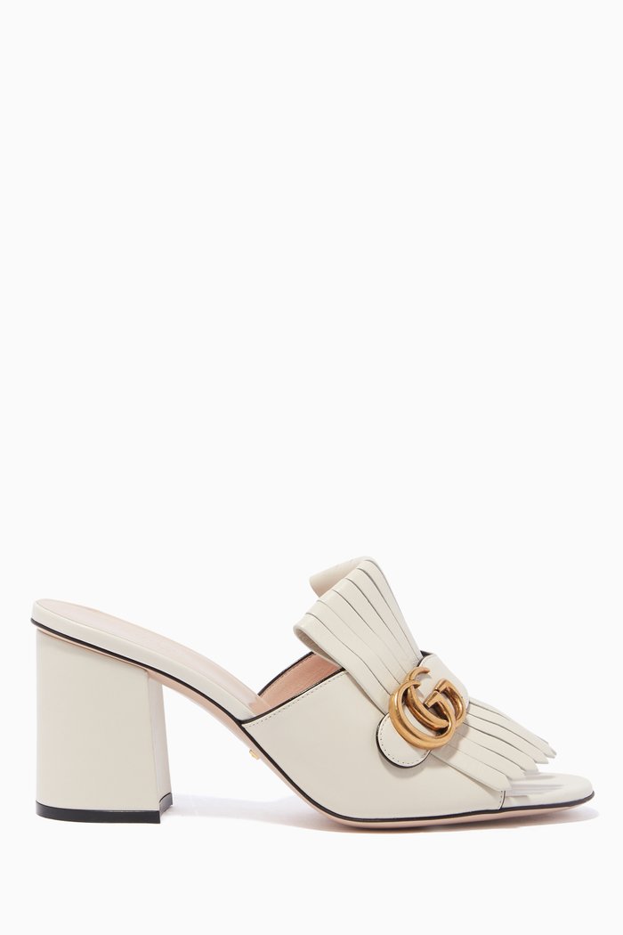 

Double G Fringed Sandals, White