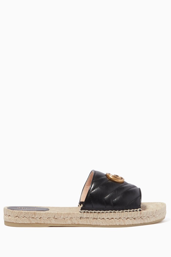 

Marmont Leather Espadrille Sandals, Black