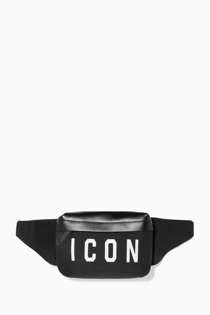 

Icon Print Nylon Belt Bag, Black