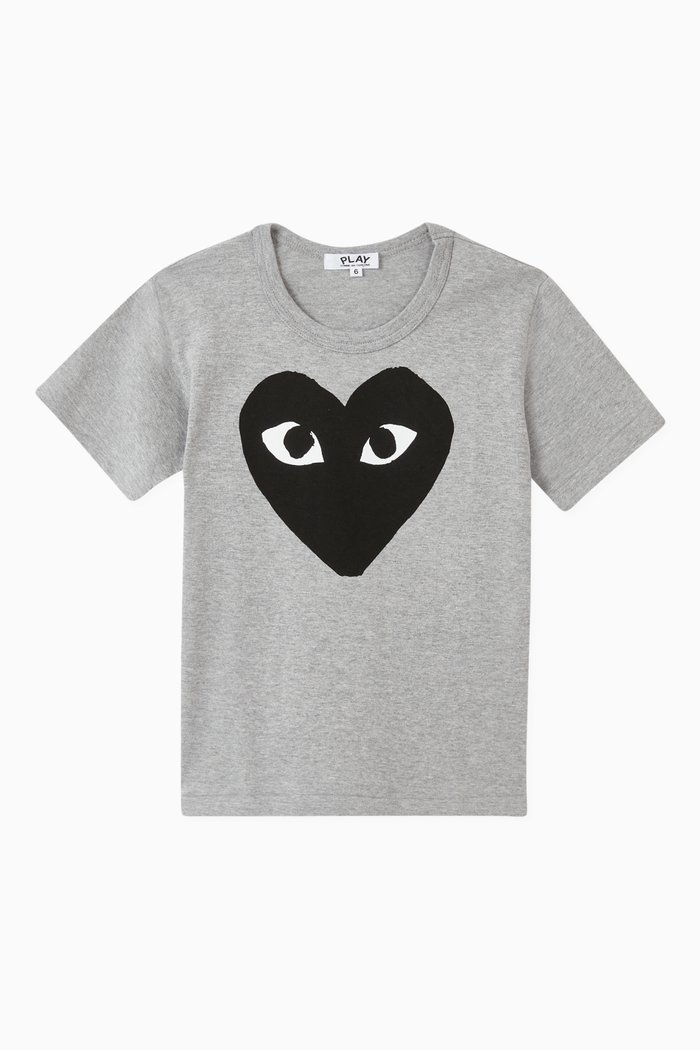 

Heart Print T-shirt in Cotton, Grey