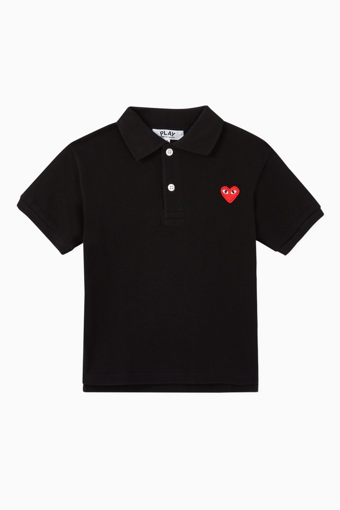 

Logo Appliqué Cotton Piqué Polo, Black