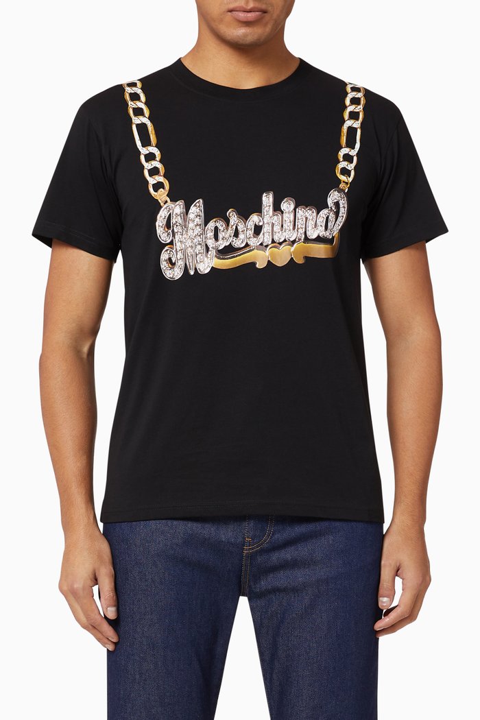 

Gold Lion Head Handle Logo T-Shirt, Black