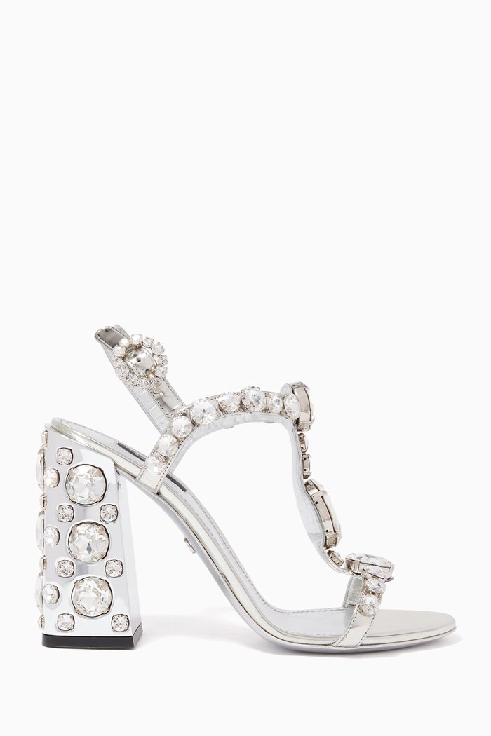Keira Crystal-Embellished Sandals, Silver