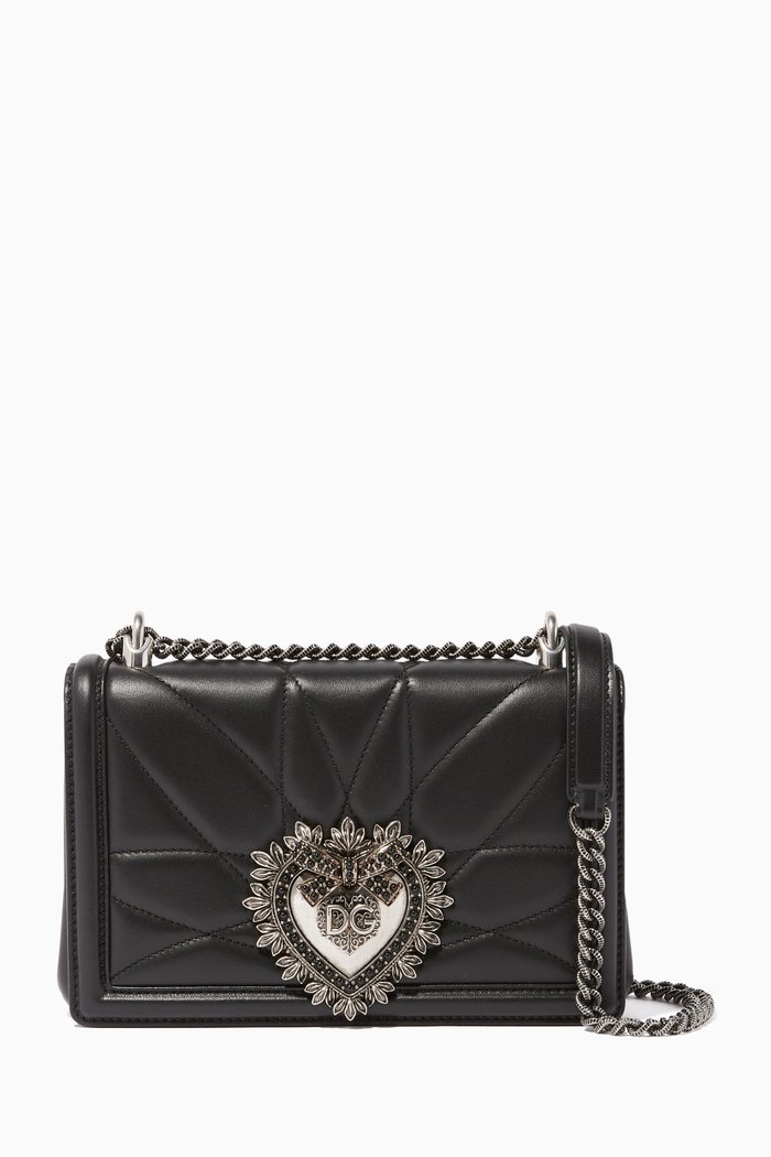Devotion Medium Quilted Nappa Leather Bag, Black
