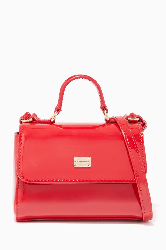 

Patent-Leather Top Handle Bag, Red