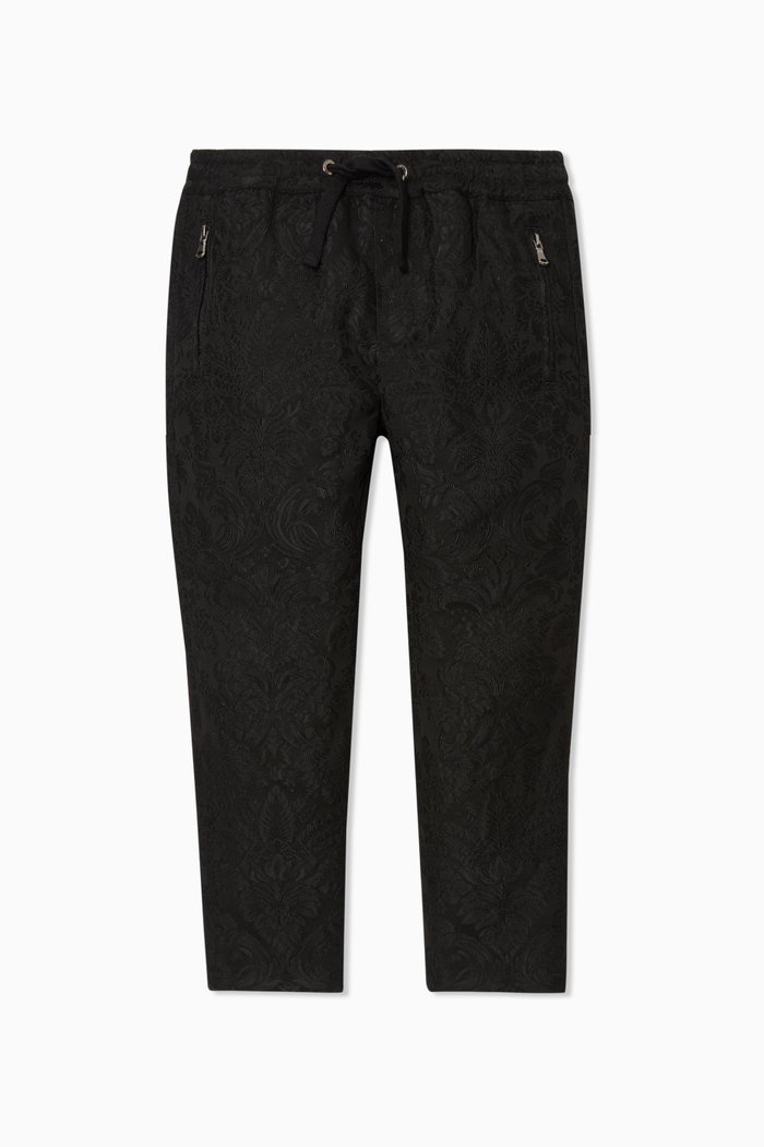 

Floral Jacquard Pants, Black