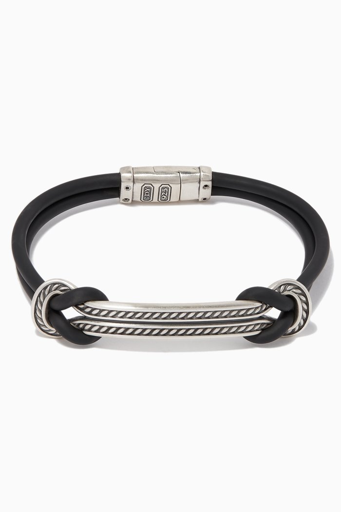 

Maritime Reef Knot Silver ID Bracelet, Black