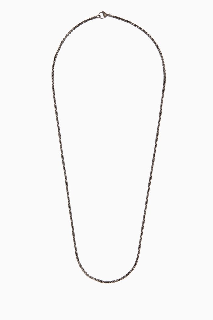 

Small Box Chain Stainless Steel Necklace, Black