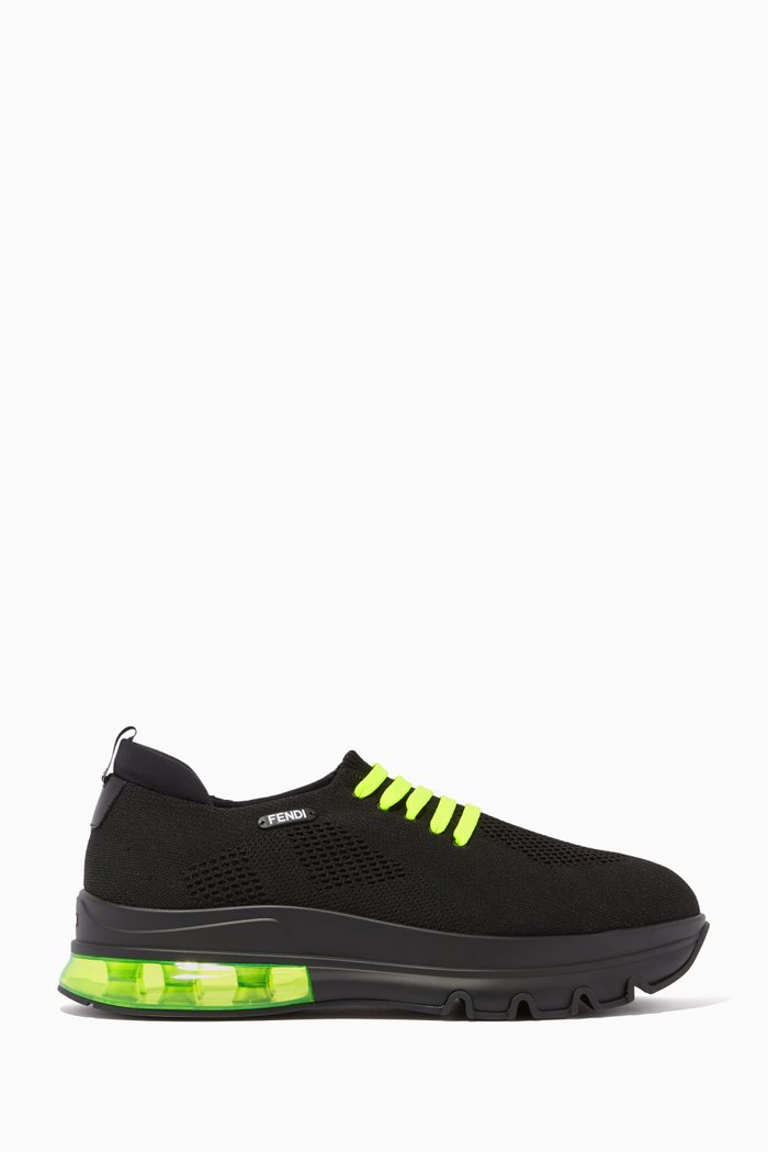 

Neon Detailed Mesh Knit Sneakers, Black