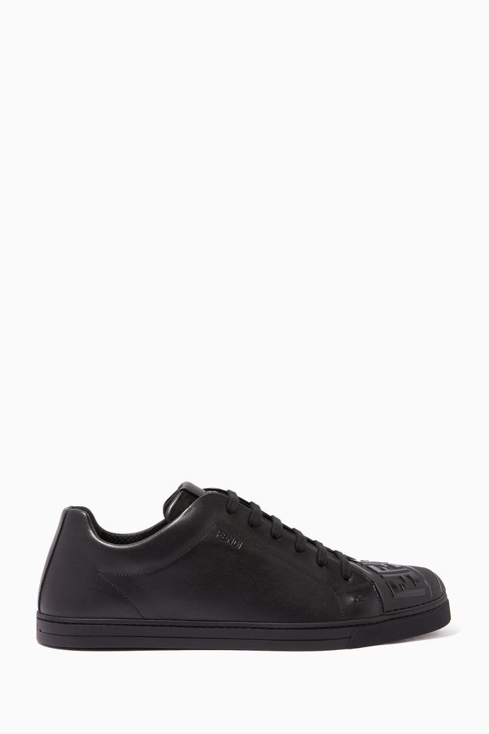 

FF-Detail Leather Sneakers, Black