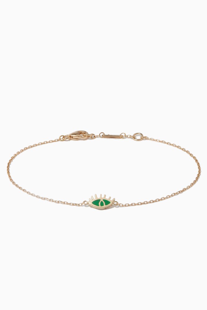 

Eye Green Enamel Gold Bracelet, Yellow