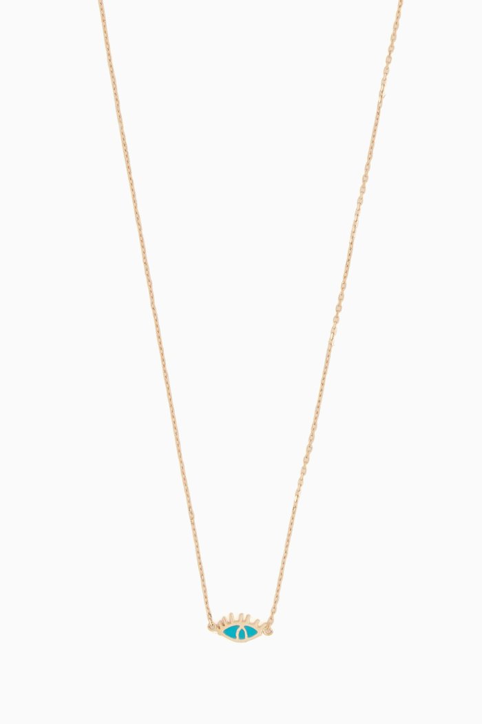 

Eye Turquoise Enamel Gold Necklace, Yellow