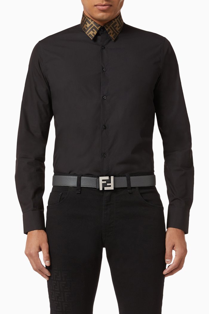 

FF Collar Cotton Shirt, Black