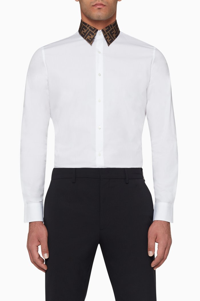 

Logo Collar Cotton Shirt, White