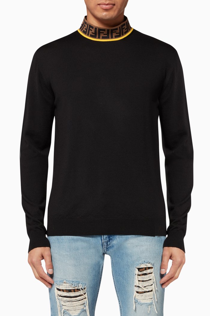 

FF Collar Wool Pullover, Black
