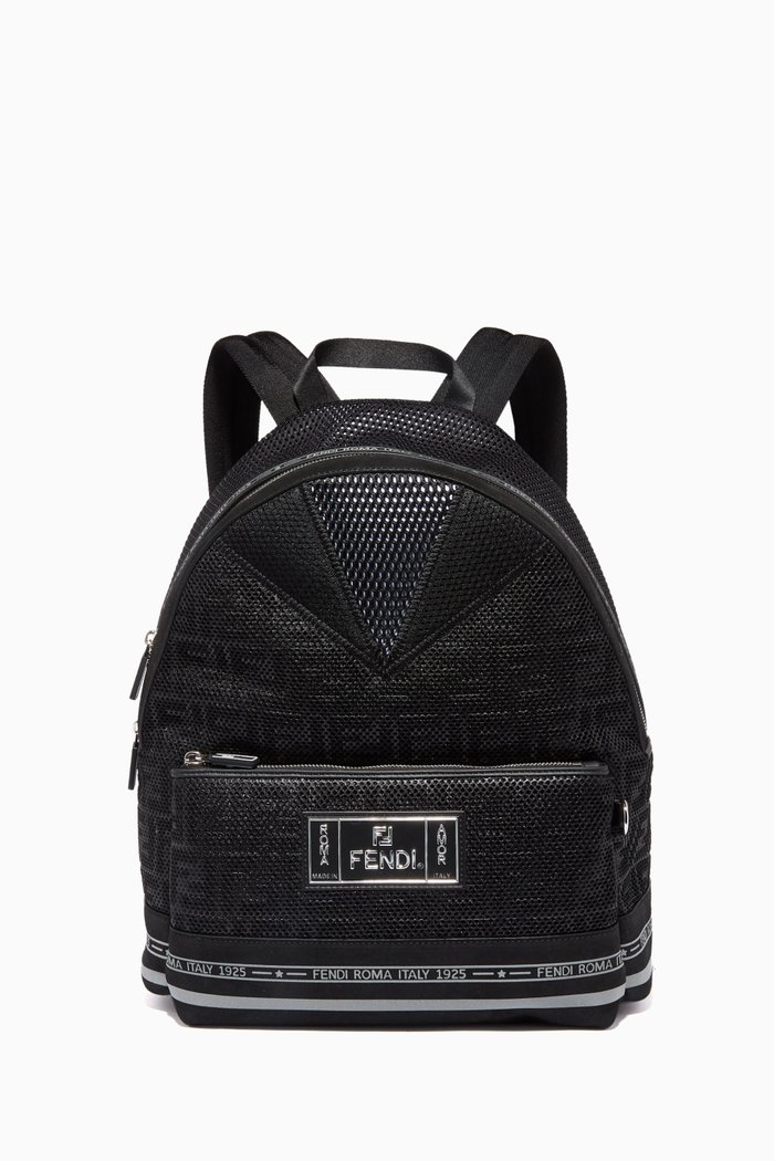 

FF Logo-Print Tech Fabric Backpack, Black