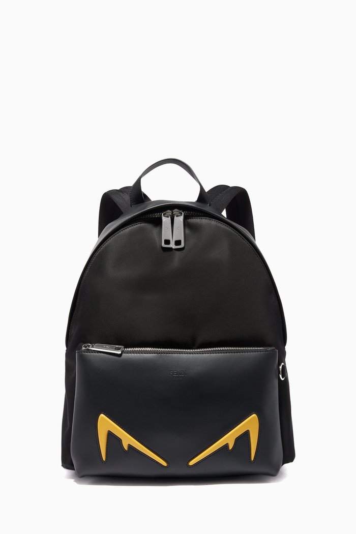 

Diabolic Eyes Nylon & Leather Backpack, Black