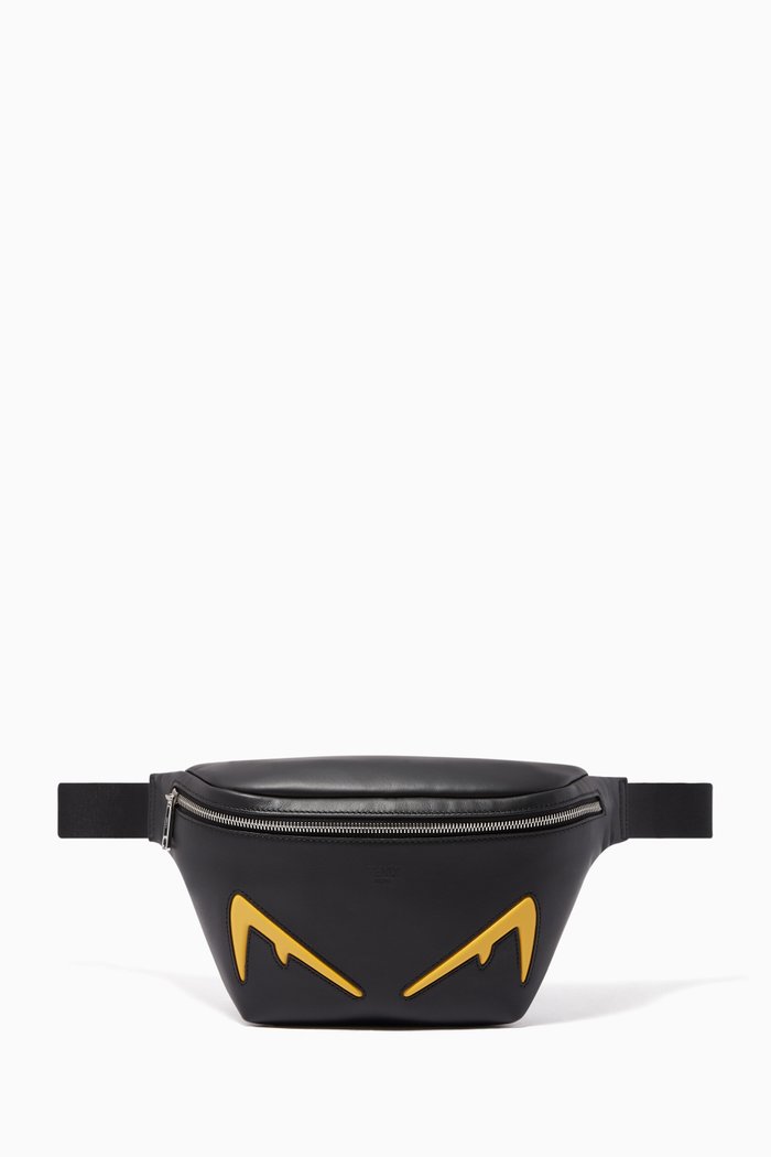 

Diabolic Eyes Leather Belt Bag, Black