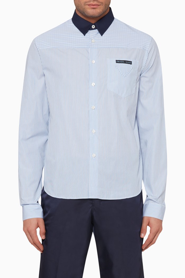 

Striped Poplin Shirt, White