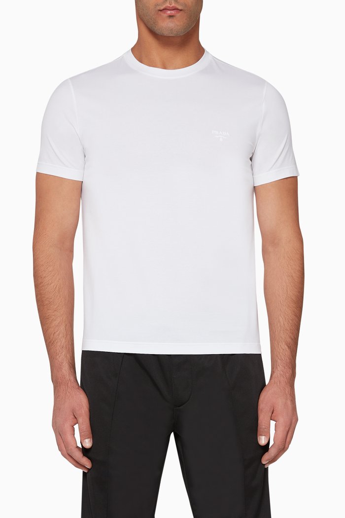 

Cotton-Stretch Logo T-Shirt, White