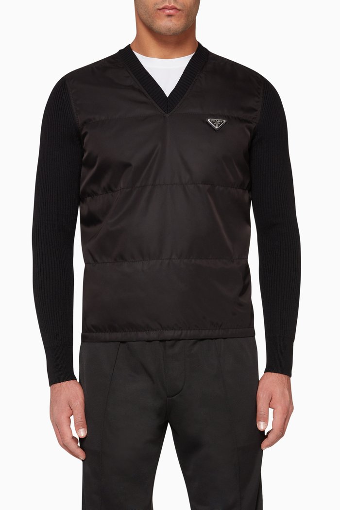 

Knitted Nylon Logo Pullover, Black