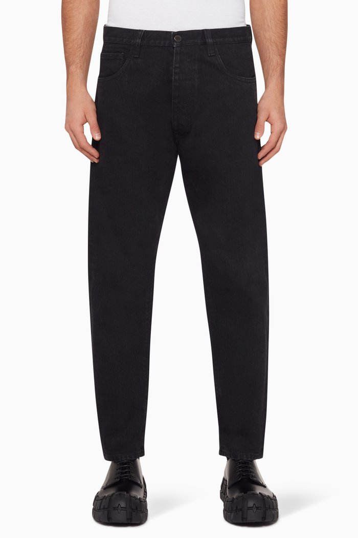 

Logo Cropped Denim Jeans, Black