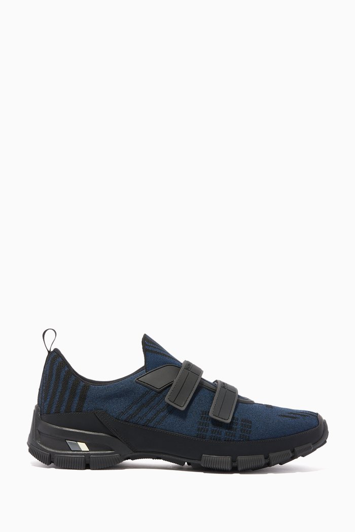 

Leather and Technical Fabric Sneakers, Blue