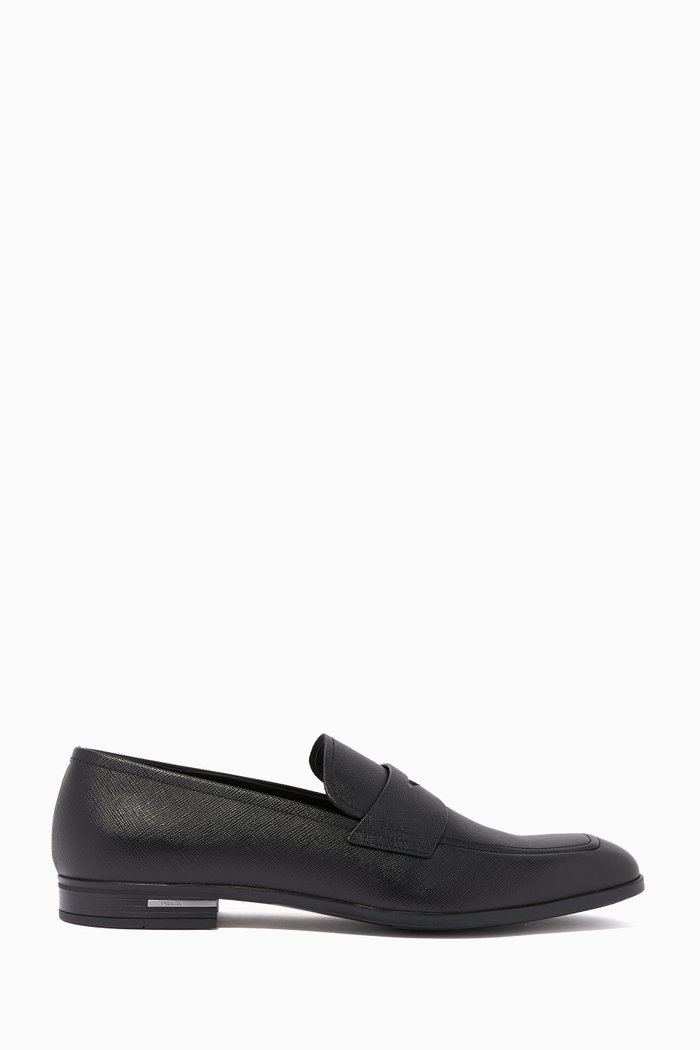 

Penny Loafers in Saffiano Leather, Black