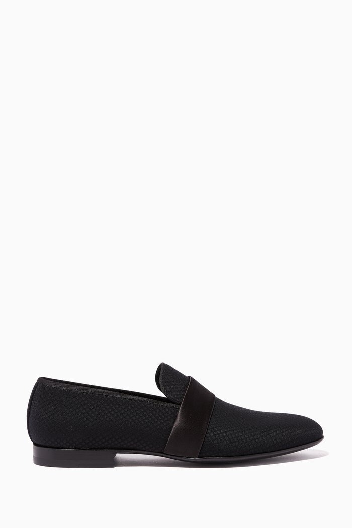 

Gervaso Satin Strap Loafers, Black