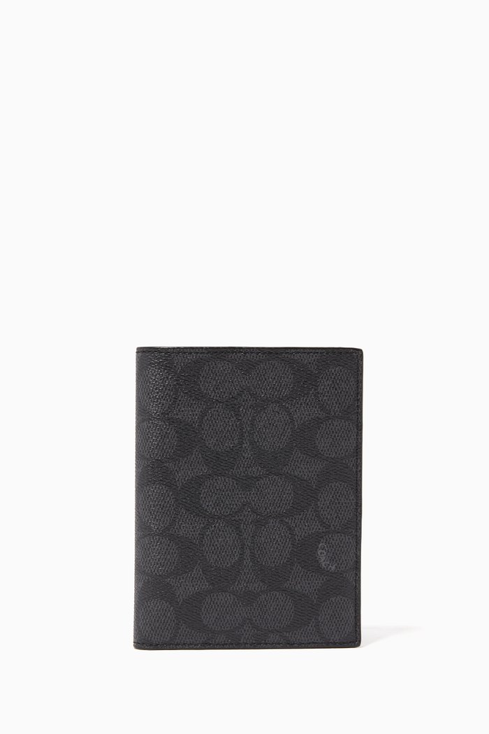 

Signature Coated Canvas Passport Case, Grey