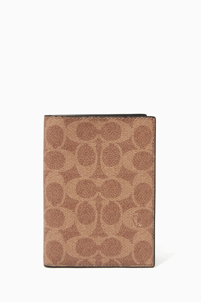 

Signature Coated Canvas Passport Case, Green