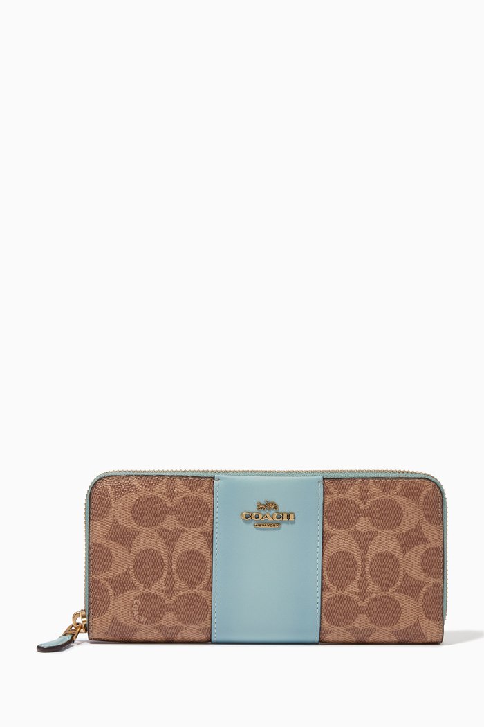 

Slim Accordion Zip Wallet in Signature Canvas, Neutral