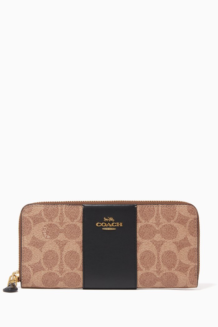 

Colourblock Signature Canvas Slim Accordion Zip Wallet, Black