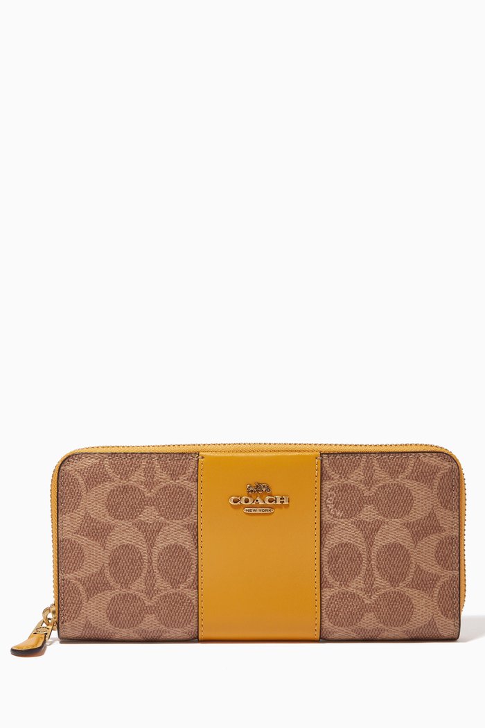 

Slim Accordion Zip Wallet in Signature Canvas, Brown