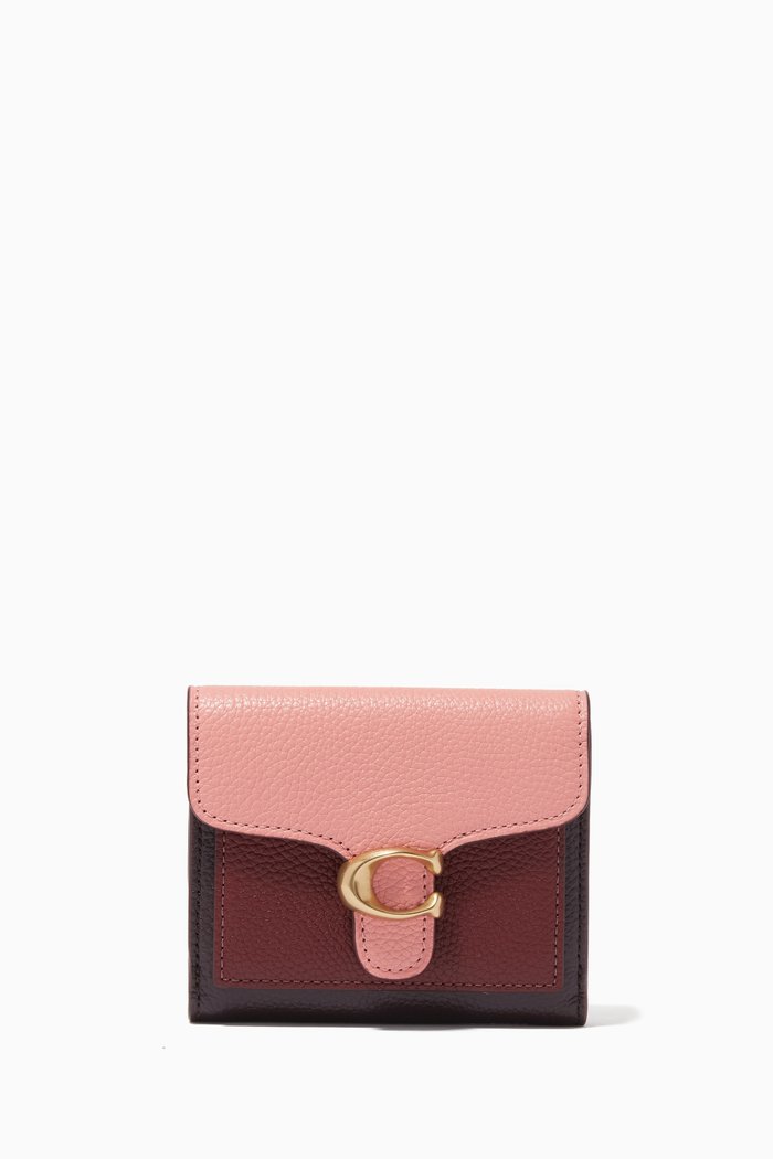 

Tabby Small Wallet in Colour Block Pebble Leather, Pink