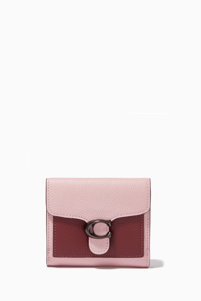 

Tabby Small Wallet in Colour-block Pebble Leather, Pink